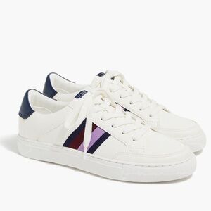 J Crew Factory Striped‎ road trip sneakers in white size 10